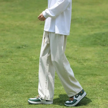 AIDASE  -  Linen Pants Men's Casual Pants Summer Thin Trendy Brand Loose Versatile Sport Straight-leg Cargo Pants aidase-shop